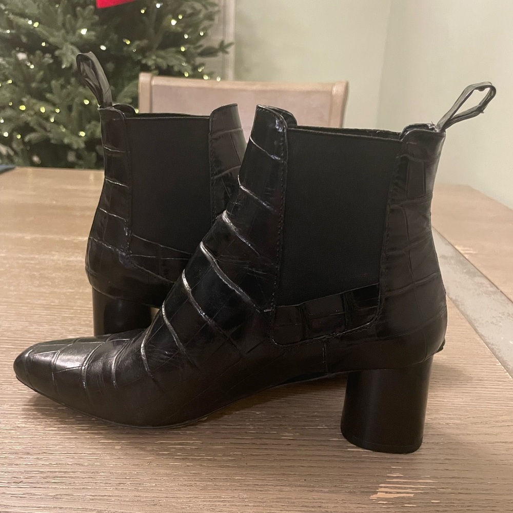 Zara black block croc print booties. Size 38 or 7.5. Super cute, used.